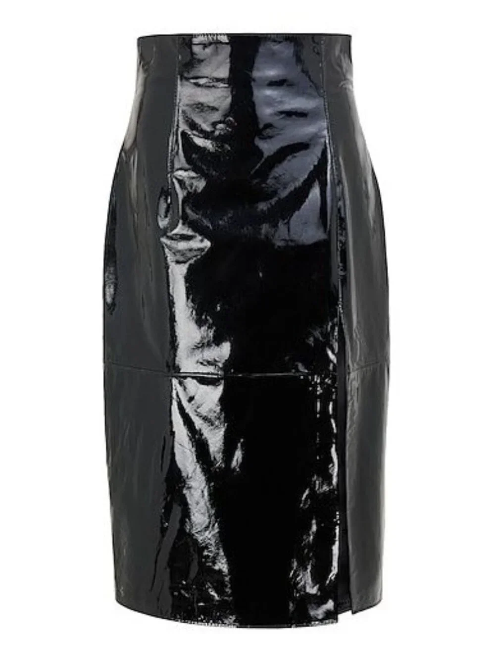 NWT $380 8 By YOOX Patent Leather High Waist Pencil Skirt Black Size 6